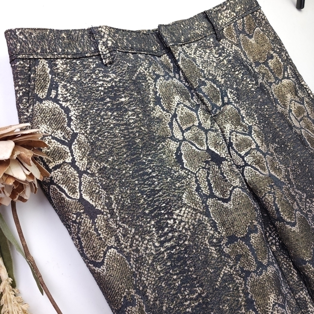 Worthington Gray Gold Snakeskin Print Lined Pants Size 10 - Picture 2 of 11